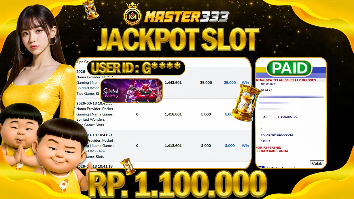 JACKPOT 1.100.000 JUTA DIMASTER333 LANGSUNG DI BAYAR LUNAS